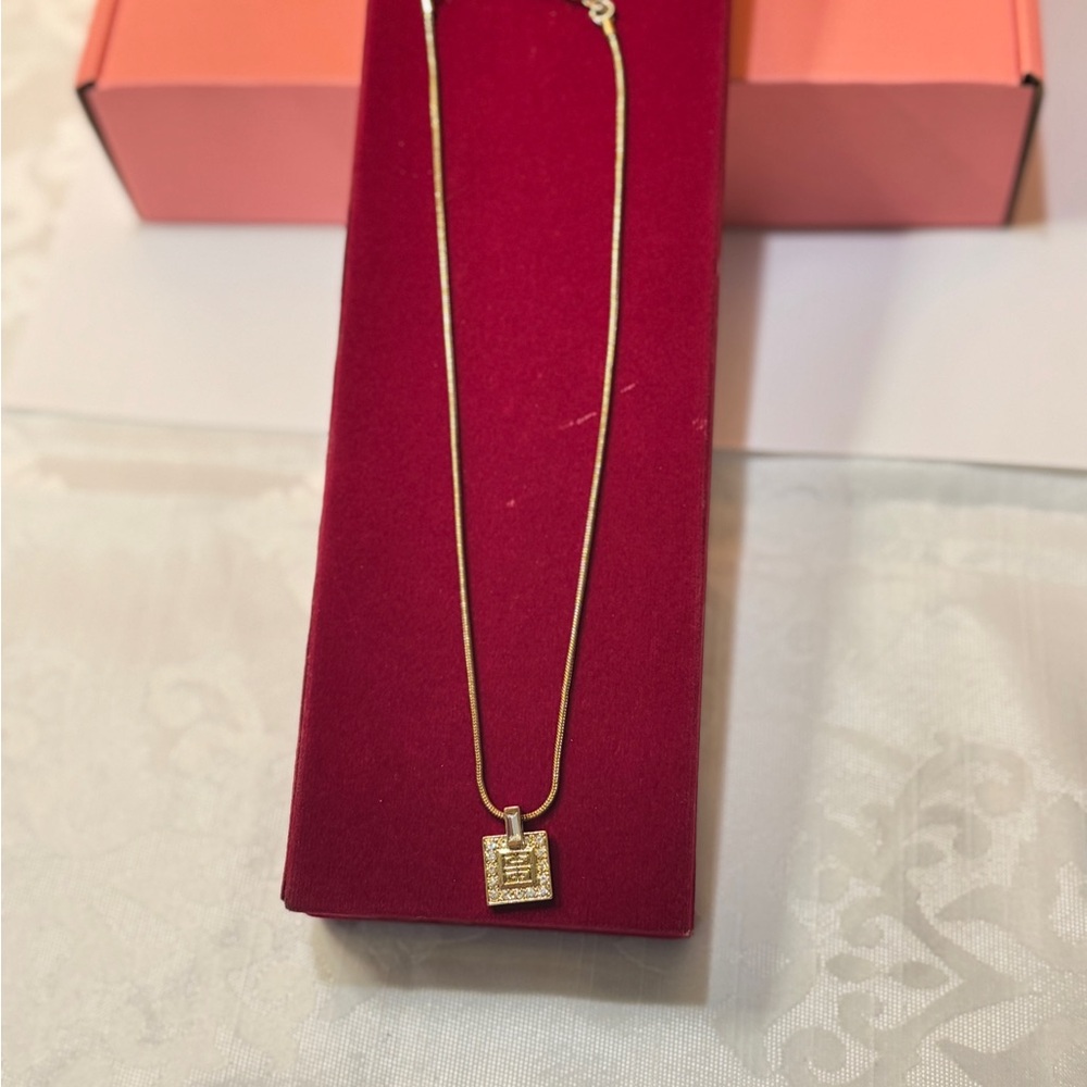 Givenchy Gold and Silver Square Pendant Necklace - Picture 9 of 14